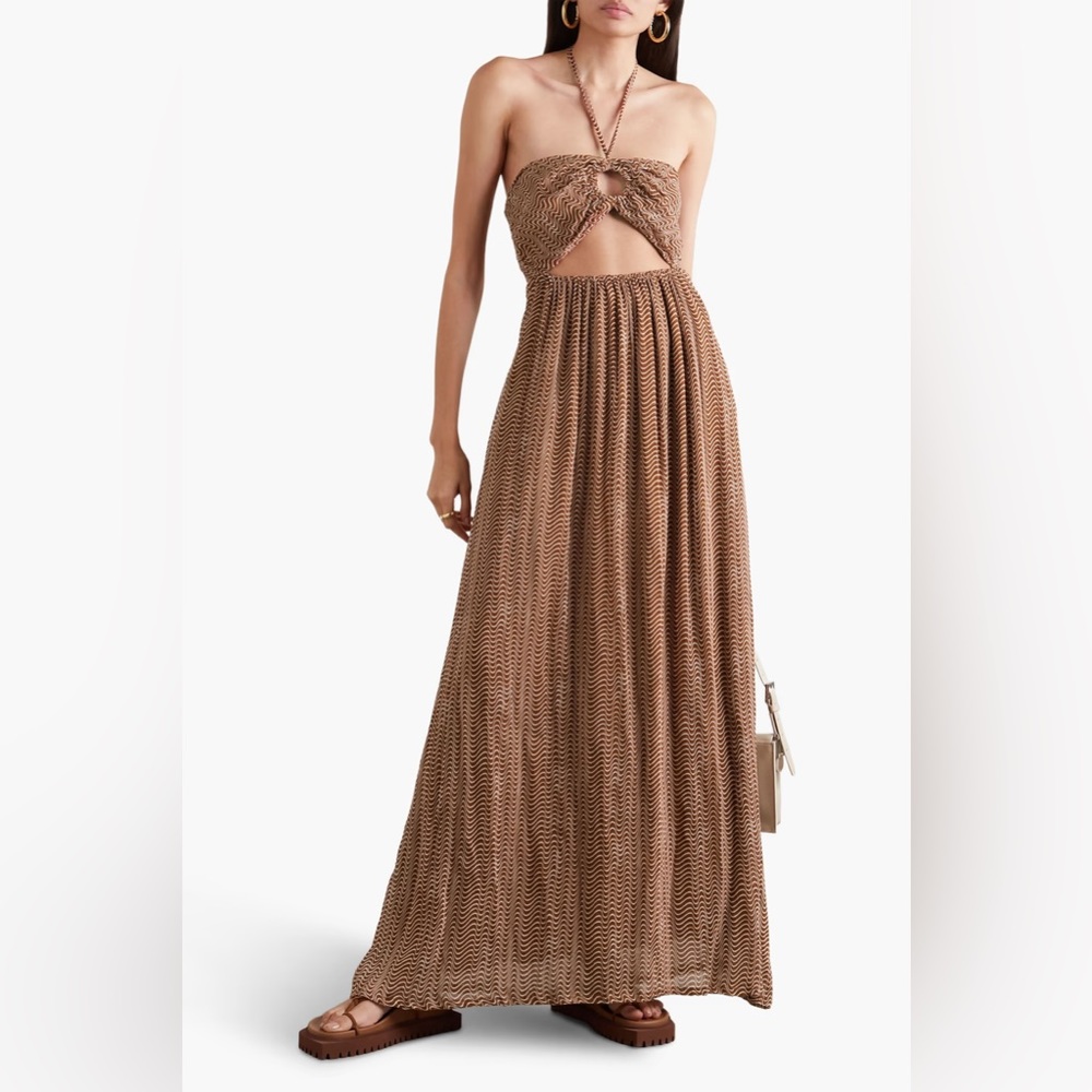 Faithfull the Brand La Costa Cutout Printed Linen Maxi Dress